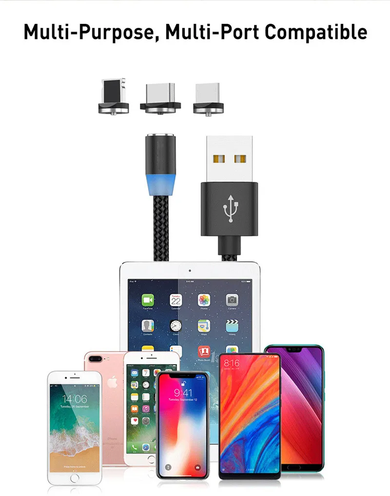 Moskado Магнитный адсорбционный кабель для IOS штекер USB кабель Быстрая Зарядка Тип C USB магнитное зарядное устройство Micro USB кабель для передачи данных для iphone