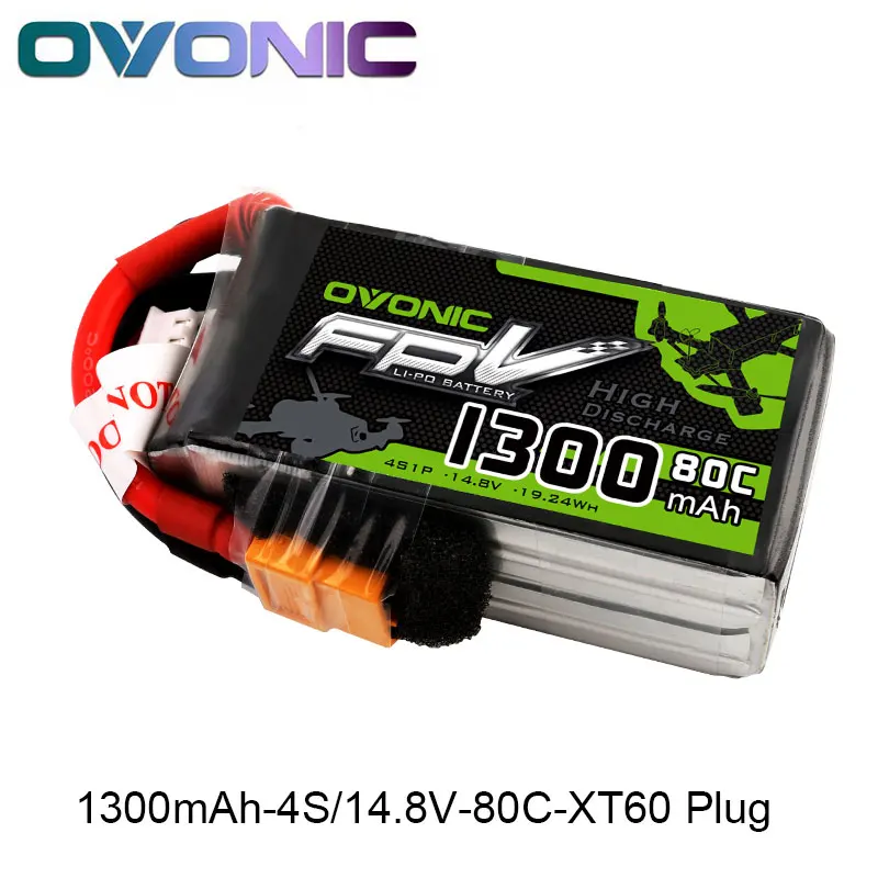 Аккумулятор OVONIC 1300 мАч 80C Max 160C Lipo 4S1P 14 8 в с разъемом XT60 для рамы FPV 240