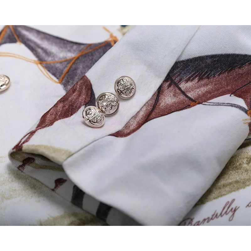 YUNCLOS брендовый новый мужской блейзер для верховой езды с 3D принтом приталенный