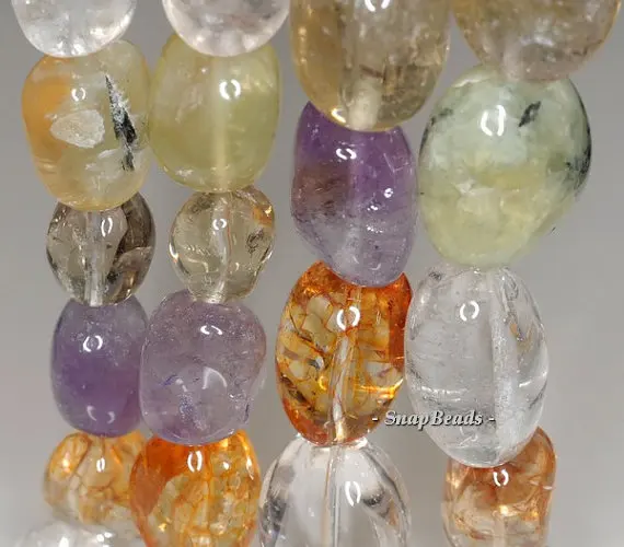 26x16-15x10mm Аметист Цитрин Пренит Дымчатый Рок Crystal Mix Кварцевые Gemstone Nugget Loose Бусы 7