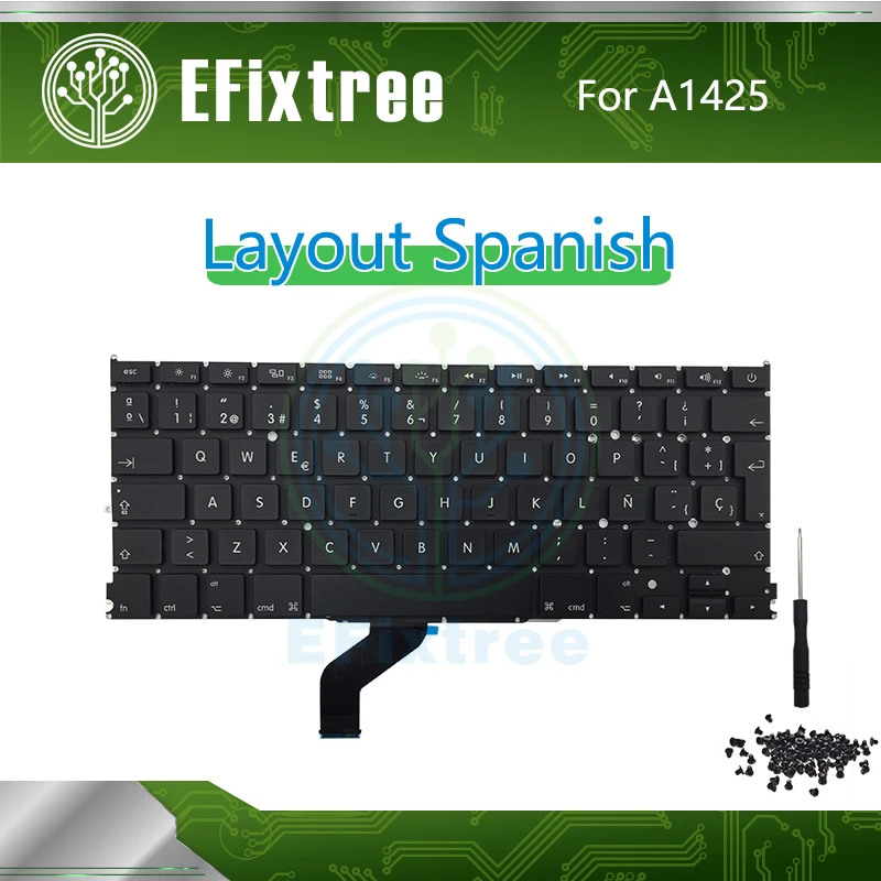 

New Spanish Keyboard For Macbook Pro Retina 13" A1425 Layout Keyboard With Screwdriver EMC 2557 EMC 2672 Late 2012 Early 2013