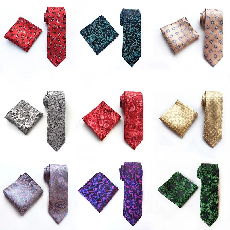 Модный галстук-платок, набор для мужчин, деловой ГАЛСТУК в клетку, жаккардовый галстук-бабочка, галстуки 8 см, галстуки-Пейсли, Карманный пла...