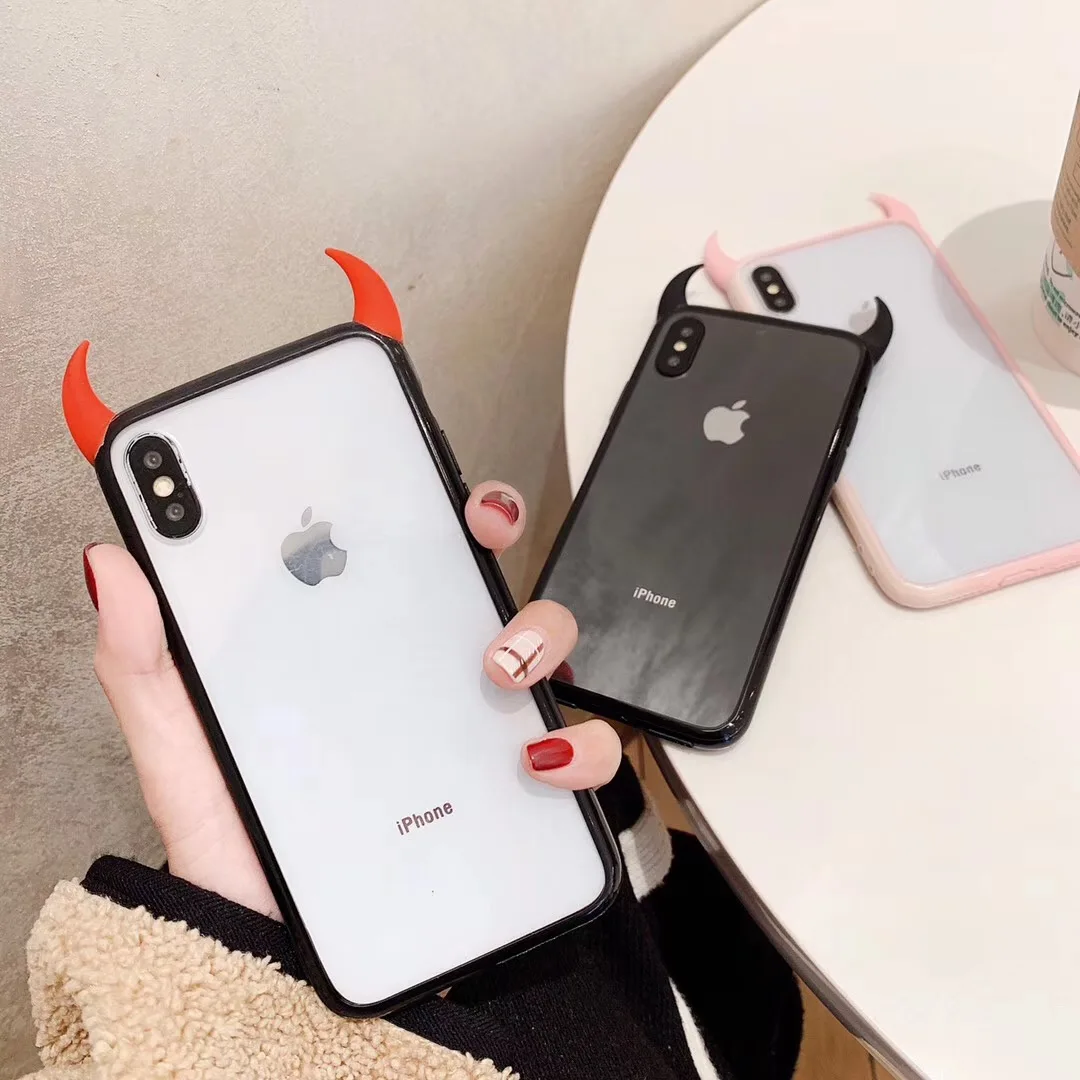 Горячая 3D с подвесками в виде милых Devil Corner прозрачный мягкий чехол для iphone 6 S 7 8 plus