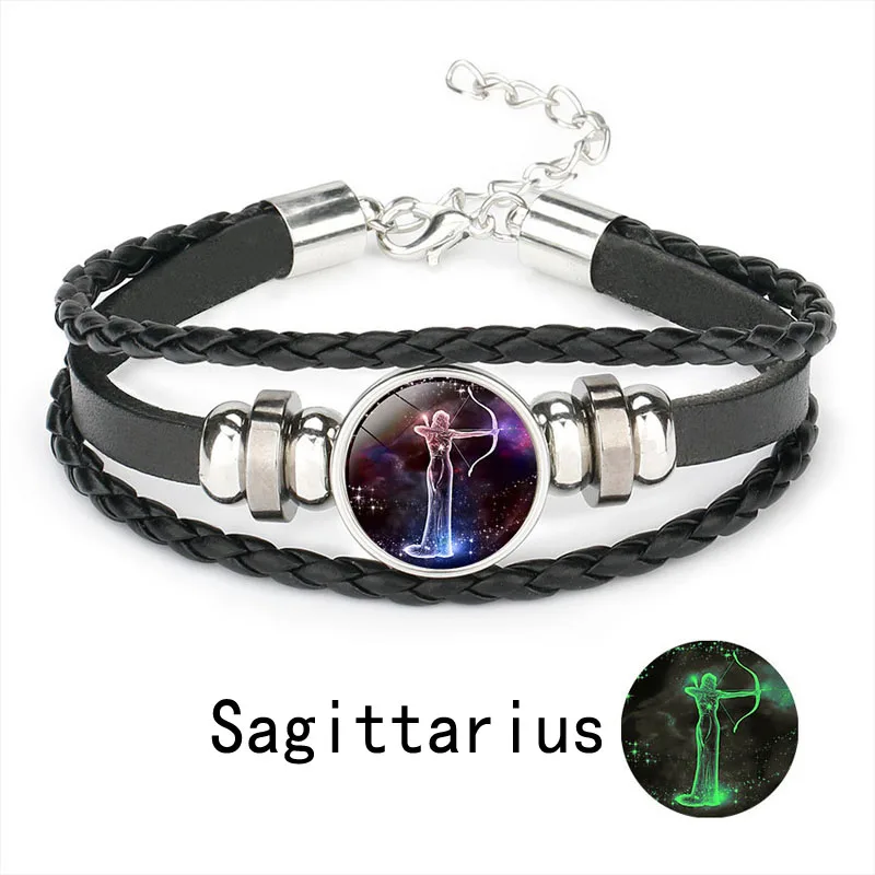 Sagittarius Светящиеся в темноте 12 браслеты с изображениями созвездий, астрология, Зодиак 12 браслет «Лев» для женщин/мужчин, ювелирные изделия NX5 - Окраска металла: Sagittarius