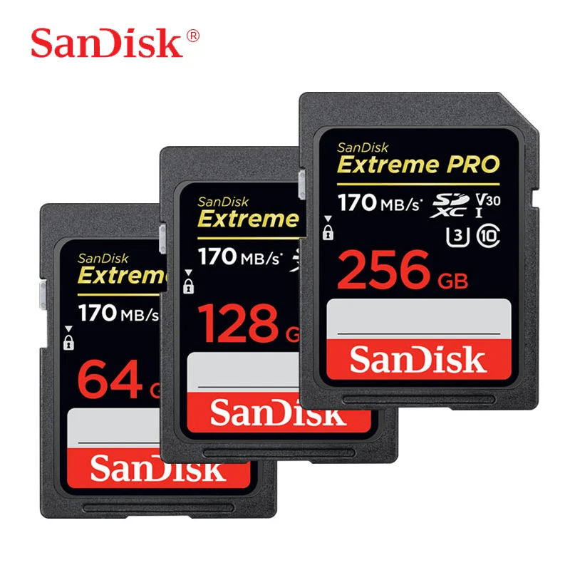Оригинальная новая SD Карта SanDisk Extreme PRO 64 ГБ 128 256 170 дюйма стандартная карта SDXC