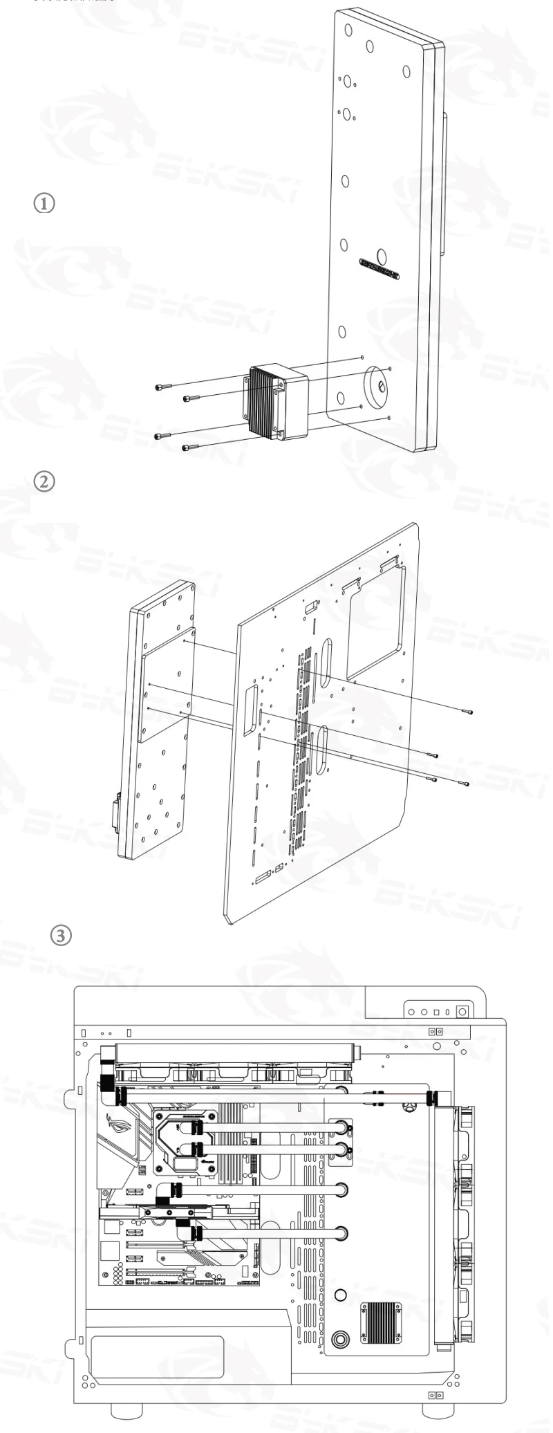 BYKSKI акриловая доска водный канал решение использовать для TT LEVEL20 GT компьютерный чехол для ЦП и блок GPU/3 Pin RGB свет