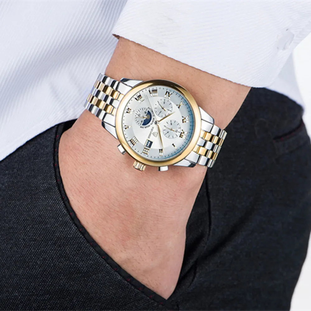 

TEVISE Automatic Mechanical Watch Men Luxury Brand Mens Waterproof Watches Luminous Stainless Steel Gold Watch Relogio Masculino