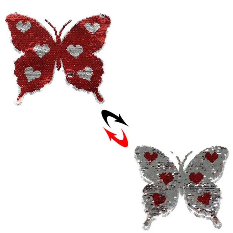 

T-shirt Girl Patch 250mm butterfly flip double sided Patches for clothing Reversible change color sequins T shirt Stickers