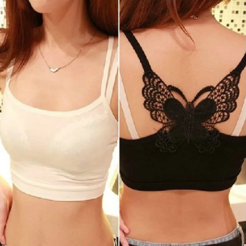 Нижнее белье женское черное белое с дышащей бабочкой|tops blusas|cropped femininosexy back |