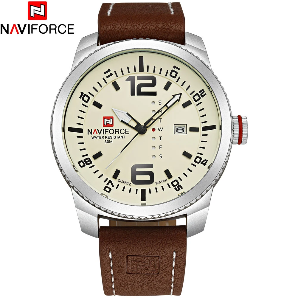 Часы NAVIFORCE мужские повседневные военные спортивные кожаные наручные|masculino|masculinos