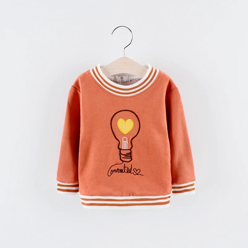 New Autumn spring baby's boys Kids children Cartoon light bulb embroidery long-sleeve o-neck Tops basic t-shirt C398 |