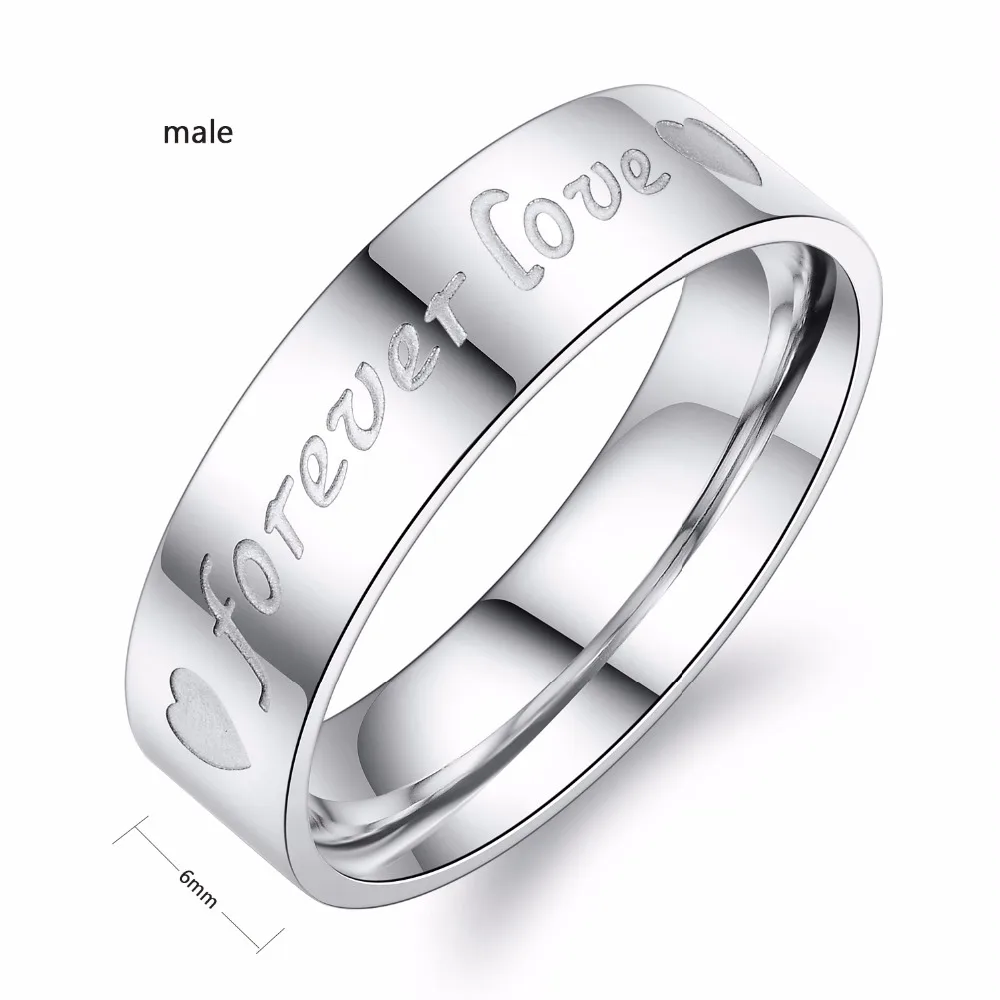 Модное кольцо для пары из нержавеющей стали с надписью "forever love" NO. QLJZ008
