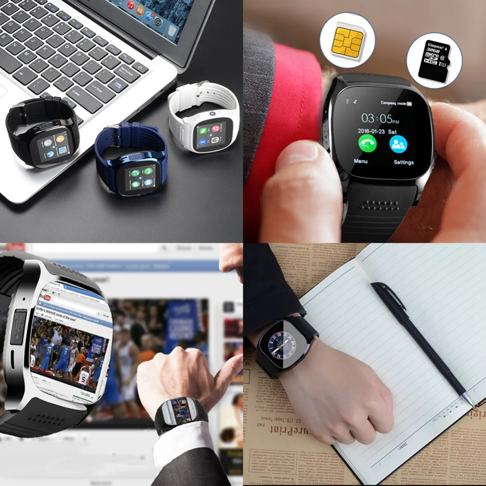 T8 Bluetooth Смарт часы с камерой Facebook Whatsapp поддержка SIM TF карты вызова Smartwatch для телефона Android PK A1 Q18 DZ09