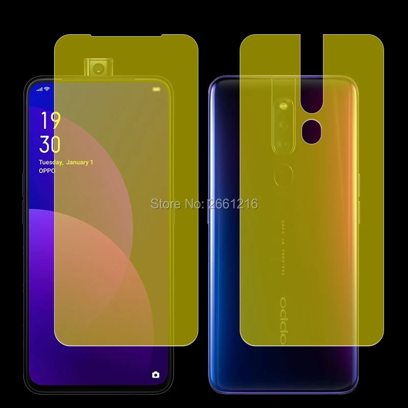 Для OPPO F11 Pro 6," 2 шт = передняя+ задняя тонкая пленка из мягкого ТПУ Взрывозащищенный протектор экрана(не закаленное стекло