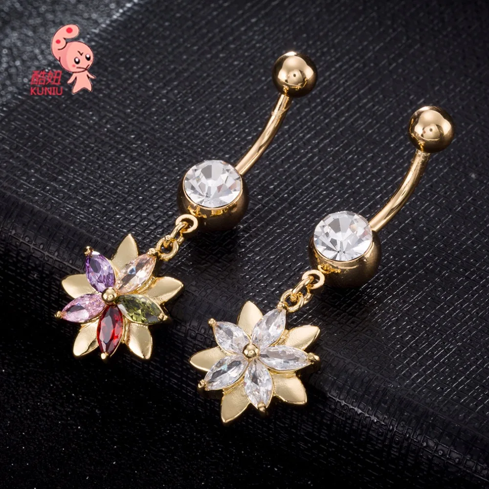 Новинка 2018 хит продаж роскошные кольца для пупка женские Украшения тела Золотой