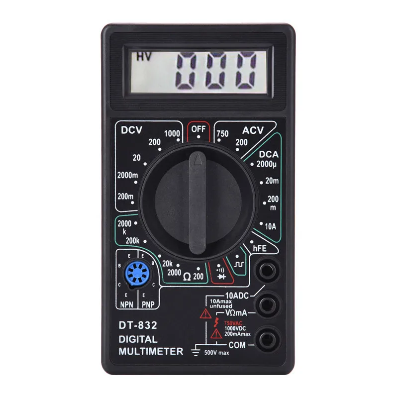 Цифровой мультиметр DT832 тестер с ЖК дисплеем миниатюрный амперметр постоянного и