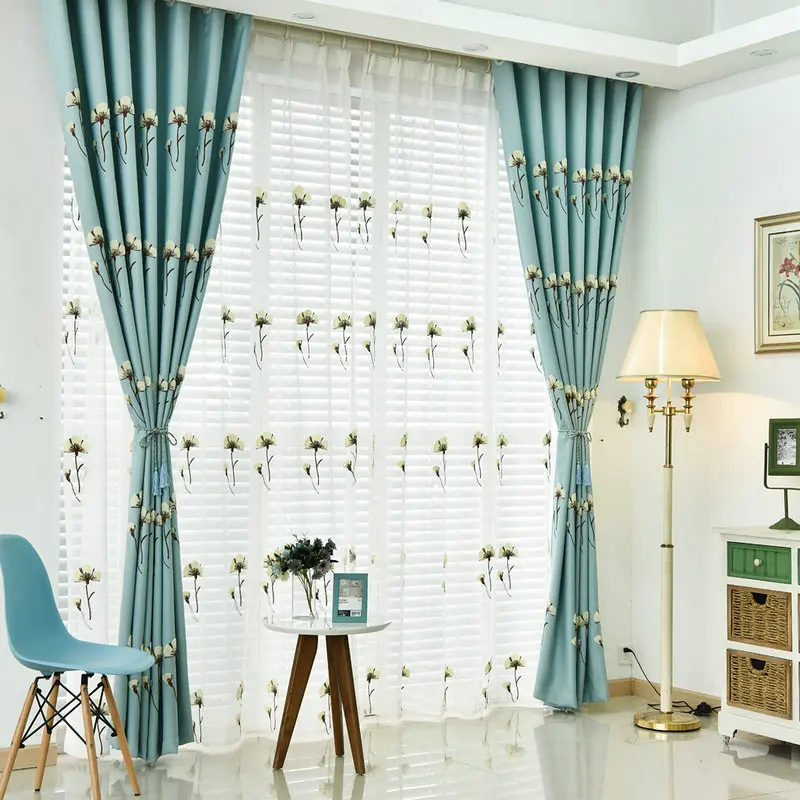 Modern Pattern Fashion Linen Cotton 3D Kapok Curtain for Living Room Bedroom Embroidered Pastoral Floral Tulle | Дом и сад