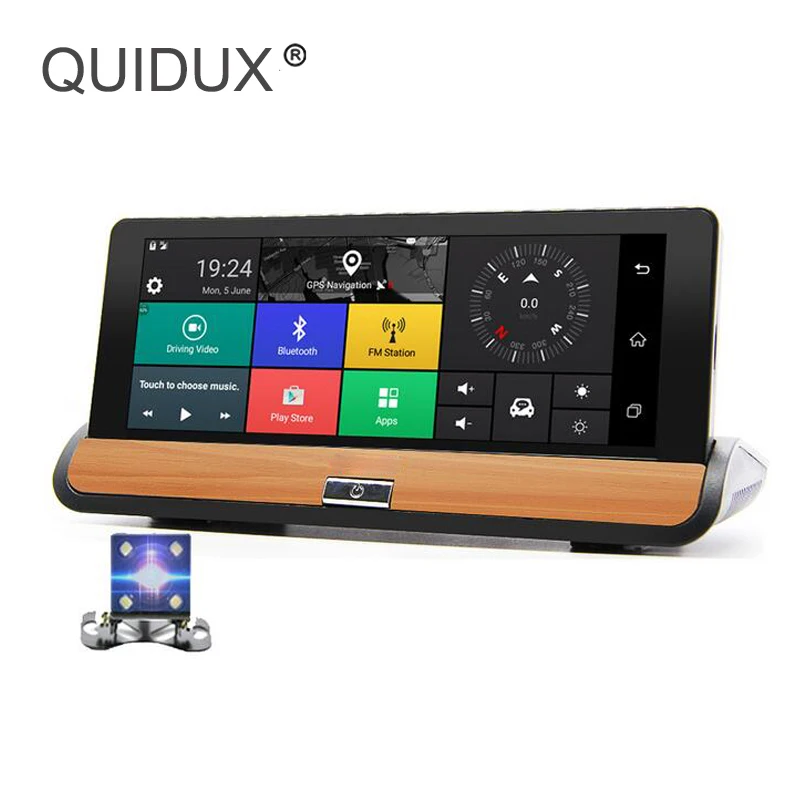 Автомобильный видеорегистратор QUIDUX Android 6 86 &quotips 4G 1080P с двумя объективами gps