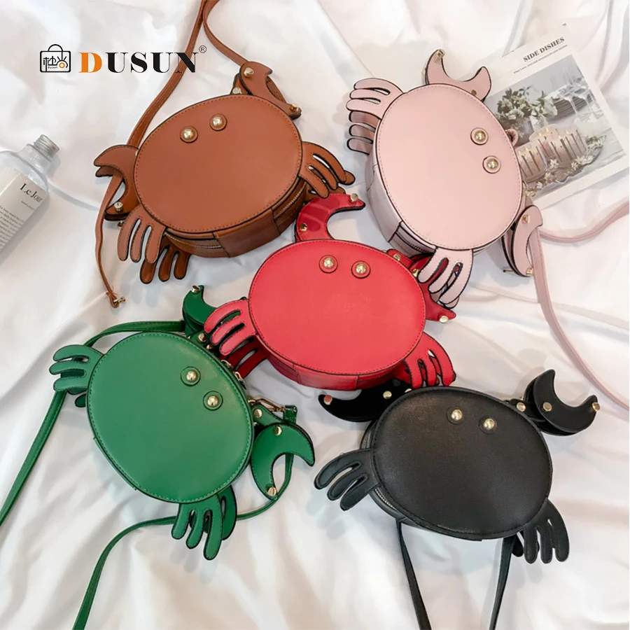 Cartoon Cute Crab Women's Shoulder Crossbody Bag Creative 3D Bags Women Handbags High Quality PU Leather Female Shopping | Багаж и