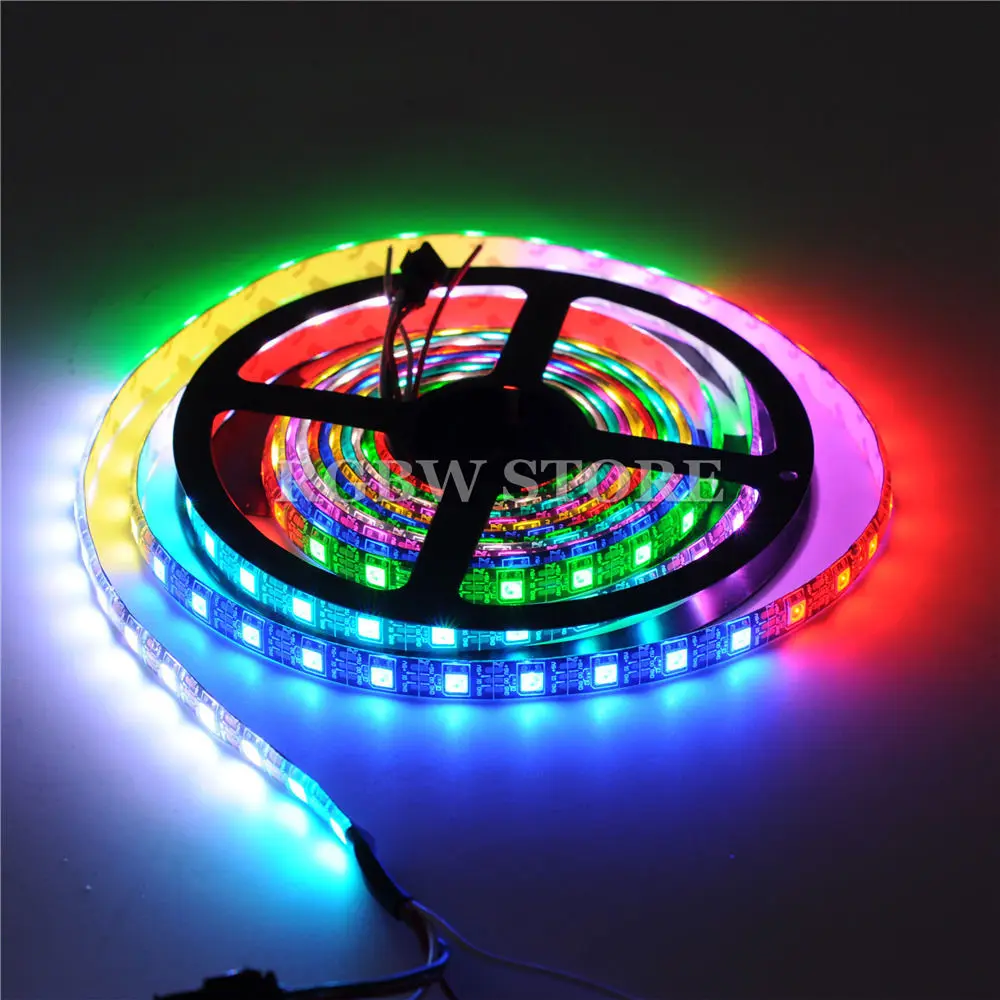 5 м SK6812 WS2812B 60 LED/m 300 пикселей адресуемых 5050 RGB IP65 светодиодные полосы черный PCB DC5V |