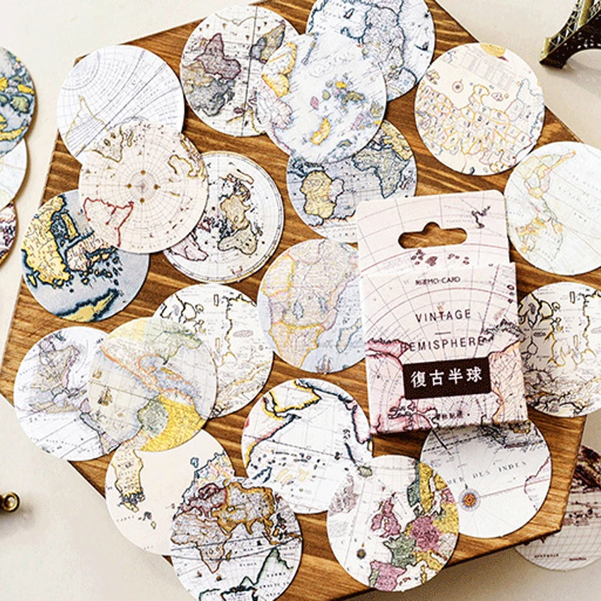 

46pcs/pack Retro Hemisphere Creative Handbook Decoration Stickers Scrapbooking Planner Accessories Office Supplies