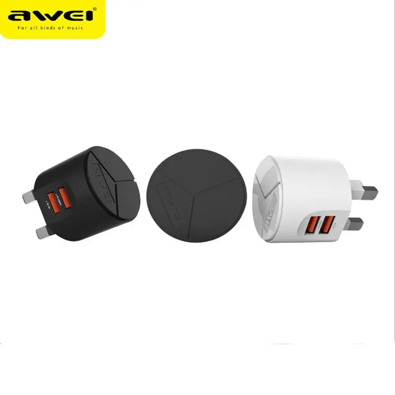 AWEI стандарт Великобритании зарядное устройство для путешествий двойное usb