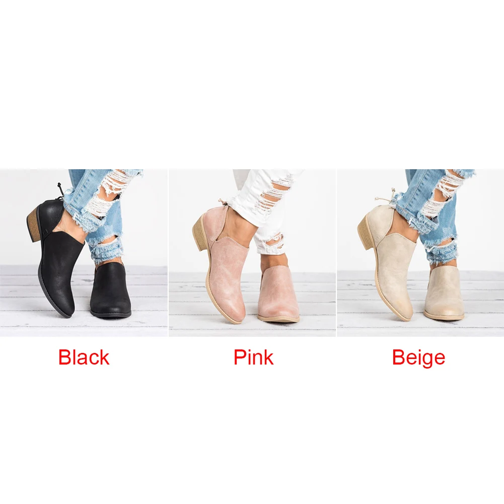 Women Boots Thick Heel Butterfly-knot Winter Autumn Pointed Toe High Heels Slip-on | Обувь