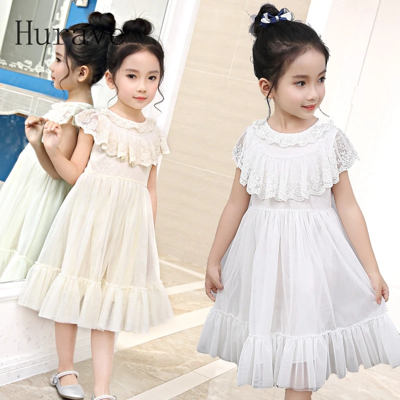 Hurave girls dress kids mesh clothes princess vestidos lace girl clothing Costumes for toddler performance | Детская одежда и