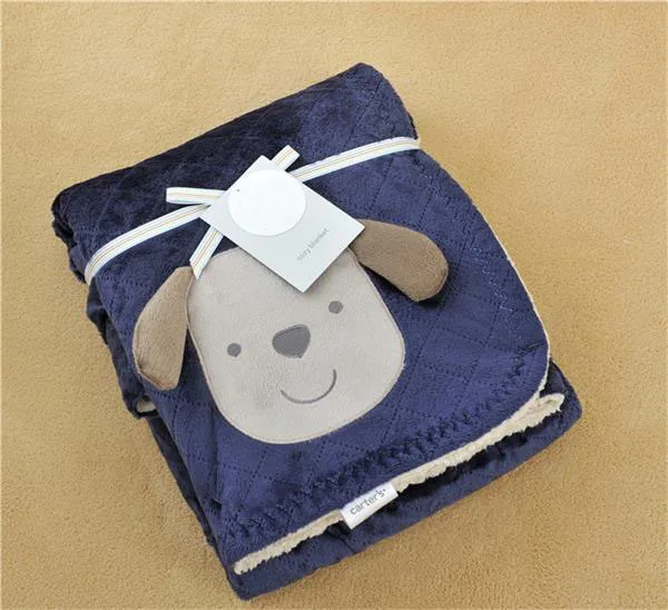 Модное детское одеяло carters в европейском стиле С Рисунком Слона и совы голубое до