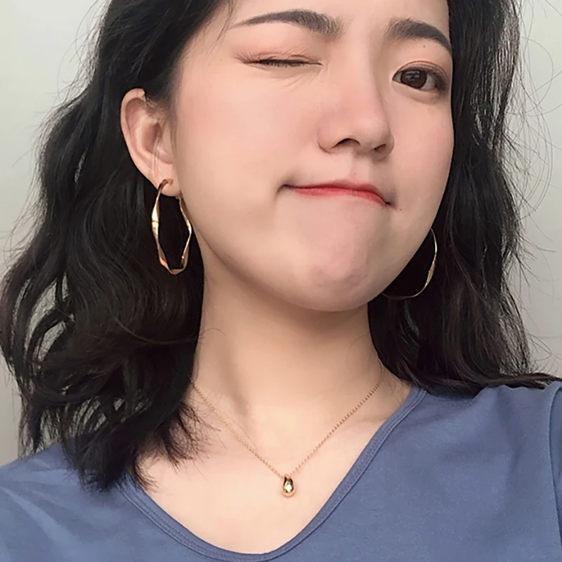 SRCOI волнистые витые круглые геометрические серьги золотого и серебряного цвета