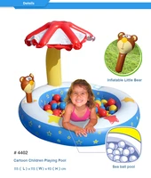 2017 new coming inflatable water pool for kids cartoon multi function playing pool children sea ball pool with umbrella sunshade