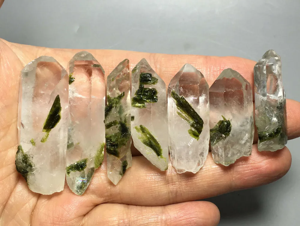 94g 7PCS Natural GREEN Epidote Crystal &ampCrystal PONIT Rough Stone Rock Specimen | Дом и сад