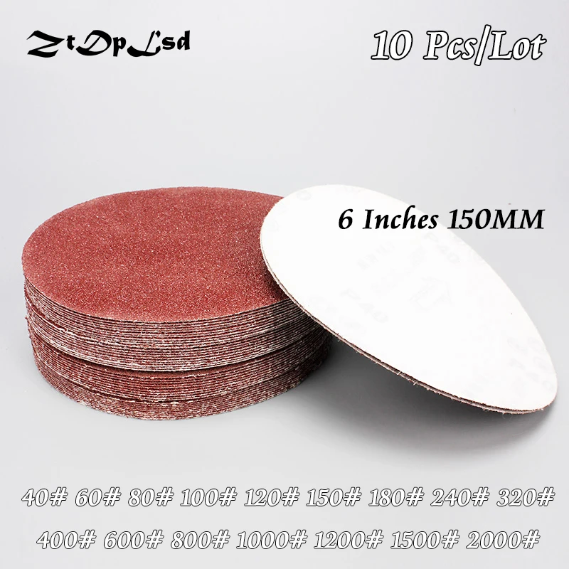 ZtDpLsd 10 шт./лот Сухой Шлифовки 6 дюймов 150 мм Бумага наждачная бумага Pad шлифовальный