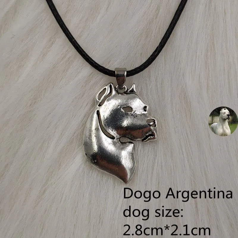 Dogo Argentina Веревочное ожерелье с подвеской в виде собаки и животного, античное серебро, Хаски, померанский пудель, ювелирное изделие для женщин, мужчин, женщин, в стиле панк, милое - Окраска металла: Dogo Argentina