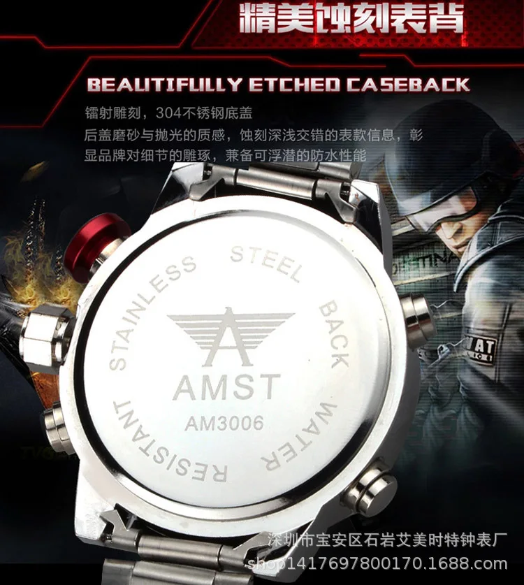 Новое поступление производитель Spot Amst Amister часы мужские для плавания спорта на открытом воздухе стальной ремешок производитель 3006