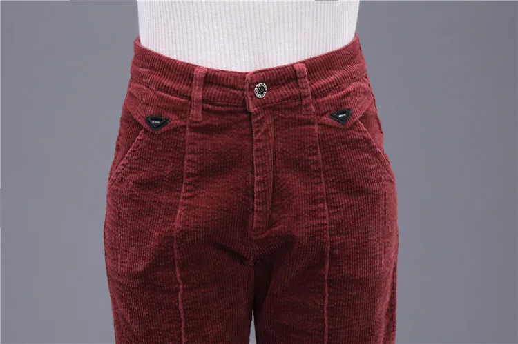 Осенние женские вельветовые брюки Pantalon Mujer с высокой талией, штаны-шаровары размера плюс, повседневные спортивные штаны, свободные зимние теплые штаны