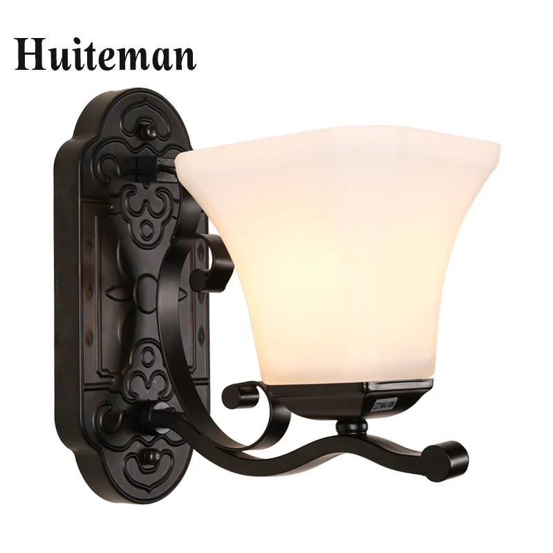 Glass Wall Lamp American Retro Country Loft Style LED lamps Industrial Vintage Iron wall light for Bar Cafe Indoor Home Lighting | Лампы и