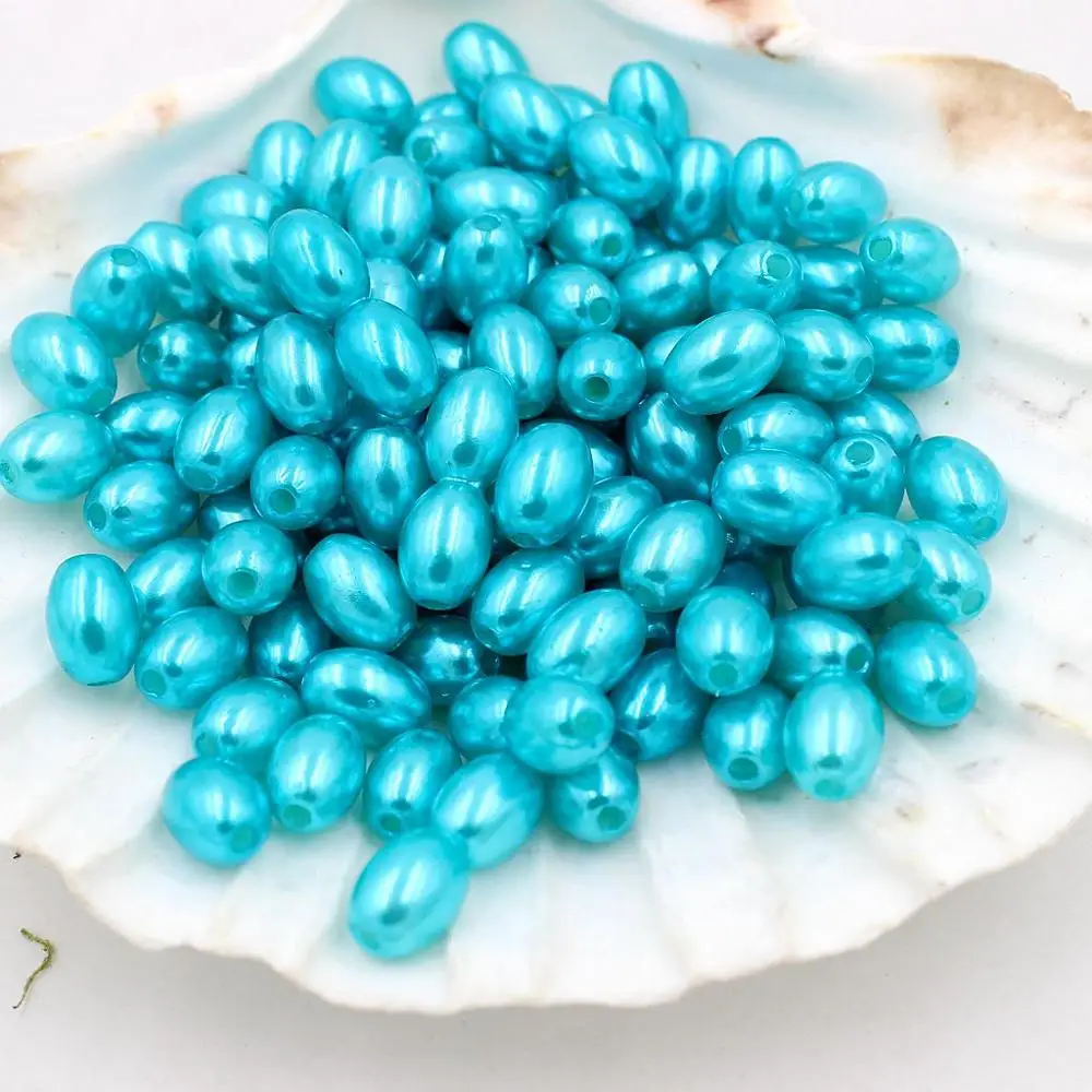 sky blue 100pcs 8x11 мм 100 шт многоцветные бусины в форме риса/яиц, имитация жемчуга, украшения для рукоделия, браслеты, изготовление ювелирных ожерелий - Цвет: sky blue 100pcs