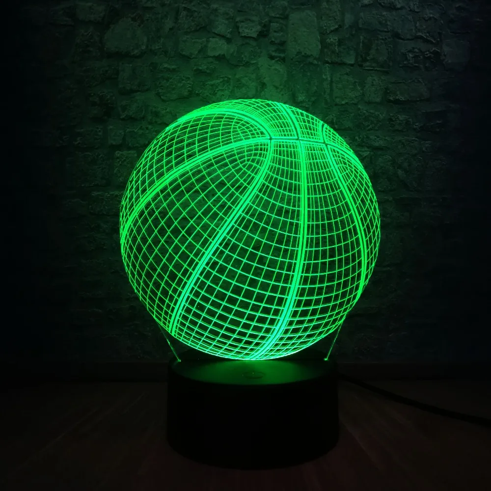 Спортивный стиль баскетбол 3D USB светодиодный светильник сенсорный пульт RGB батарея любовь спорт мальчик Спальня украшение подарок детские игрушки