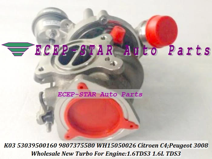 Турбокомпрессор K03 160 53039500160 5303-950-0160 9807375580 WH15050026 для Peugeot 3008 Citroen C4 1.6L TDS3 1.6TDS3 |