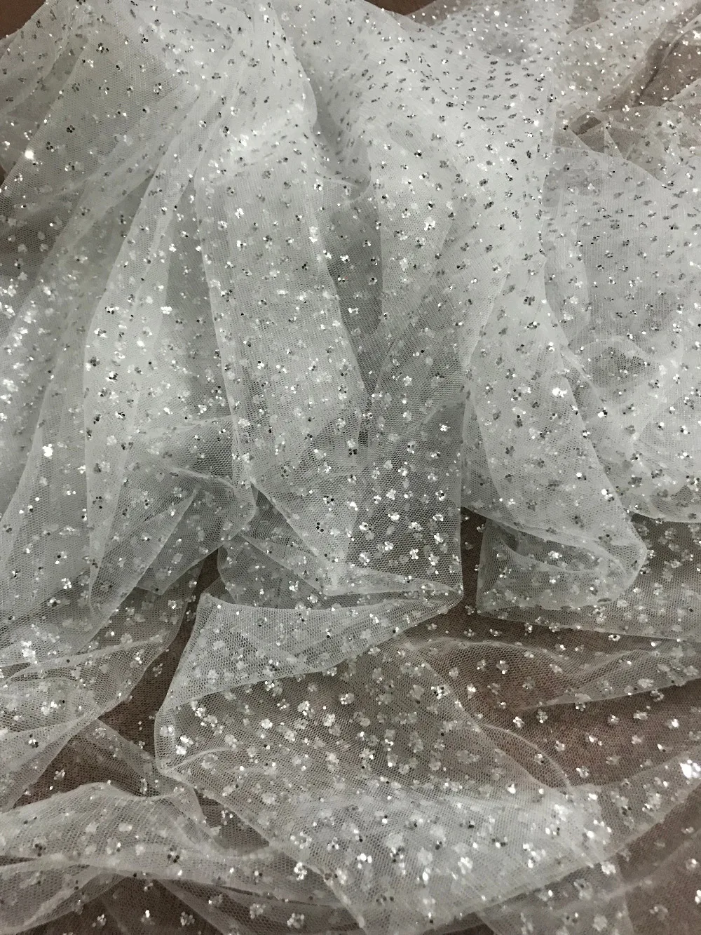 

Кружевной Тюль с блестящим принтом, 5 ярдов для свадебного платья