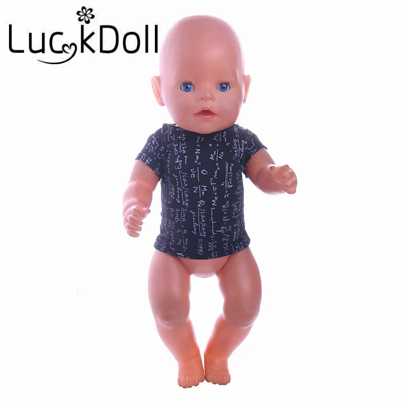 Черная футболка с математическим принтом LUCKDOLL размер 18 дюймов американский 43 см