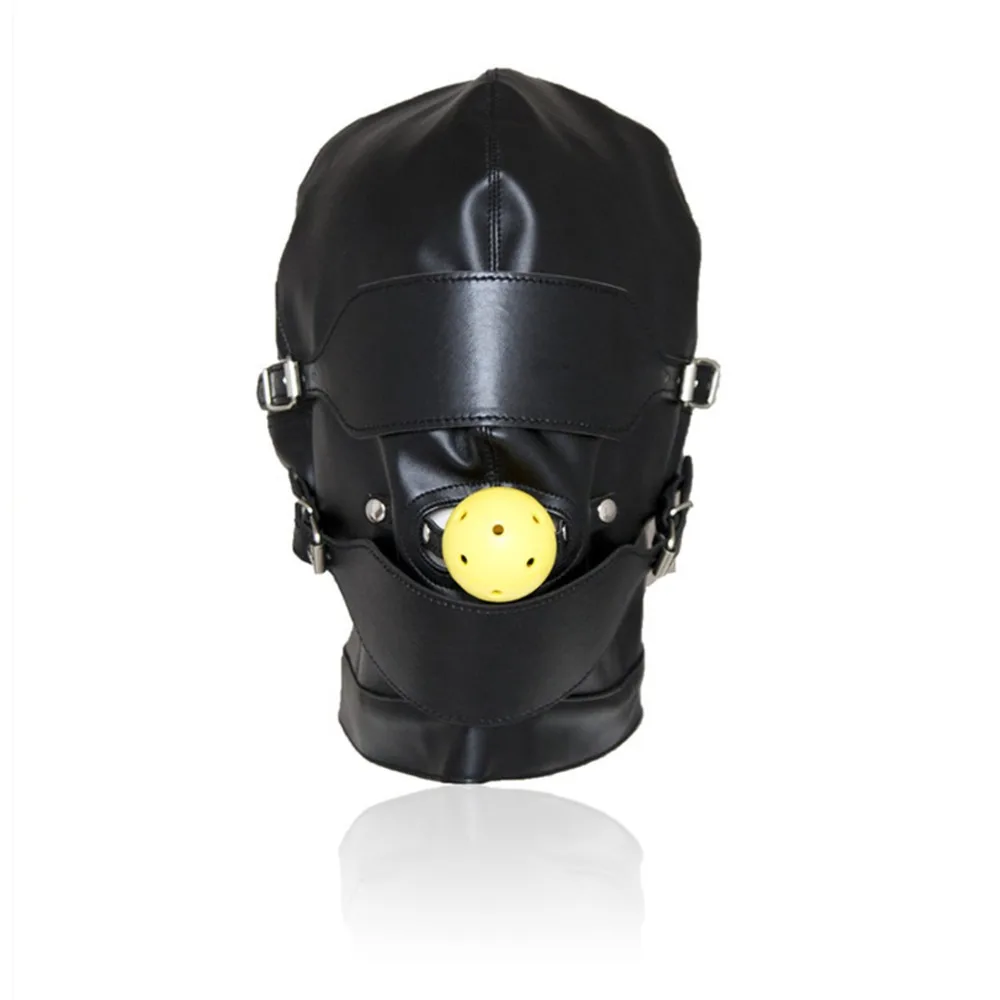 Пары бондаж маска BDSM с кляп в форме шарика PU кожа SM секс-игры для взрослых секс |