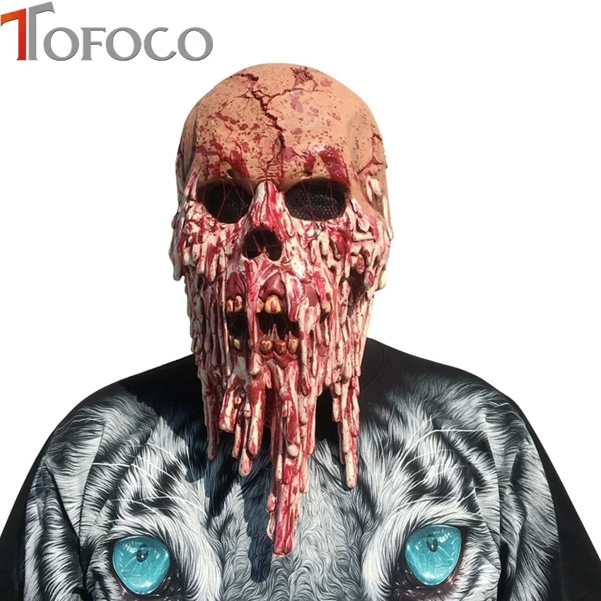 TOFOCO новые хитрые игрушки мужские страшные злые зомби латексная голова кровяной