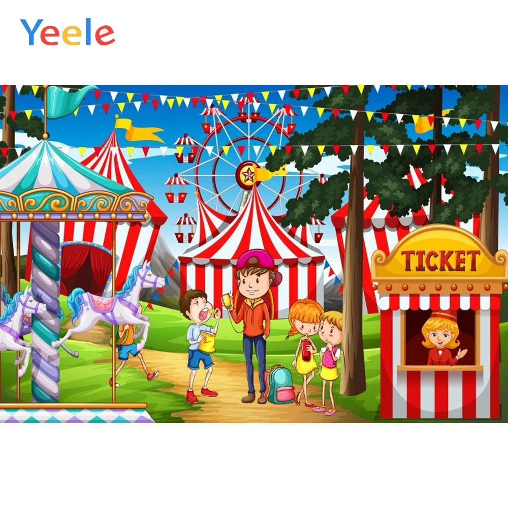 

Yeele Vinyl Circus Party Boys Girls Children Photography Backdrops Baby Child Carnival Photographic Backgrounds for Photo Studio