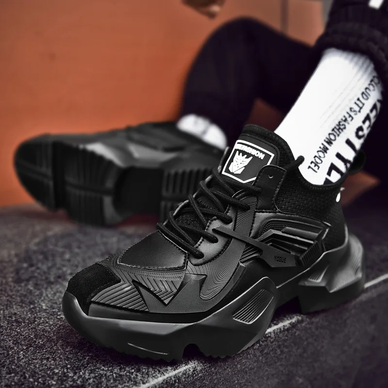 

Men Casual Shoes All Black Sneakers High Quality City Fashion Shoes 2019 Men Trainers Youth Boys Footwear Chunky Shoes Beautiful