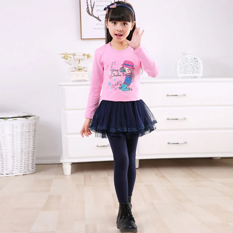 Осень 2018 леггинсы с юбкой для девочек повседневные однотонные юбки-брюки