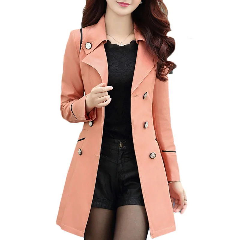

Spring Autumn New Windbreaker Coat Women Korean Long Slim Overcoat Women's Plus size fashion Casual Black Trench Coats a311