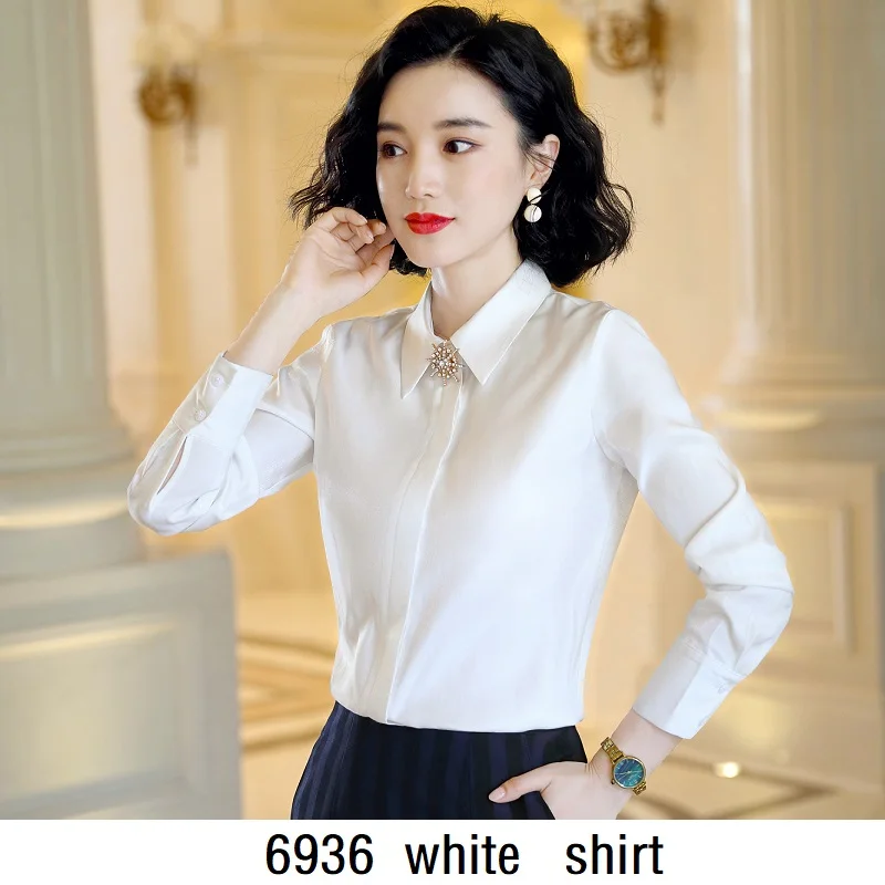 6936 white shirt Женские костюмы, тонкие осенние полосатые куртки с длинным рукавом и штаны, комплект из 2 предметов, OL Официальные Женские Брючные костюмы, женские костюмы 9851 - Цвет: 6936 white shirt