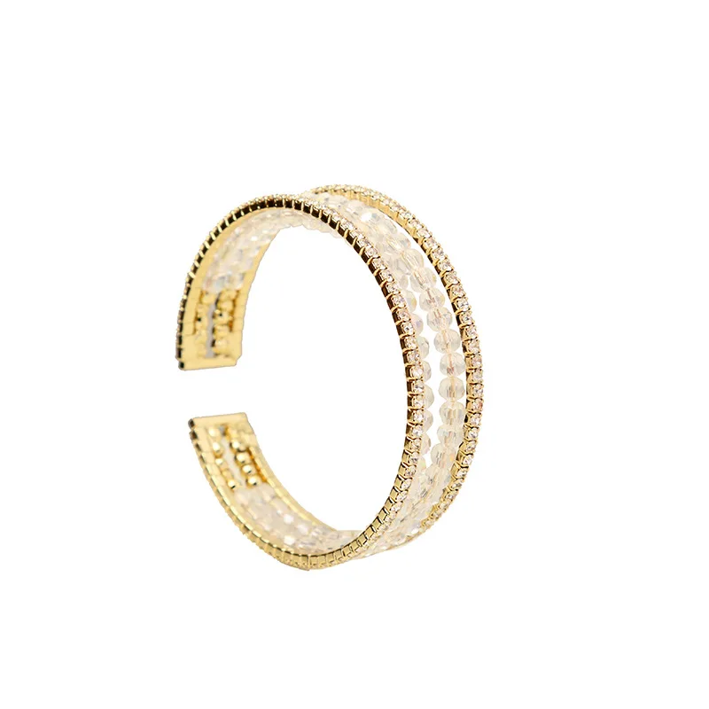 Multi-layer Shinning Crystal Open Bracelet For Women New Fashion Cuff Bracelets& Bangles Simple Jewelry Wholesale